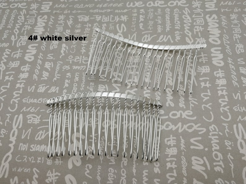 6/20/50 pieces 20 teeth metal hair wire comb headband blank , hair head band barrette clip accessory hairband wedding jewelry finding AH0023 4# white silver