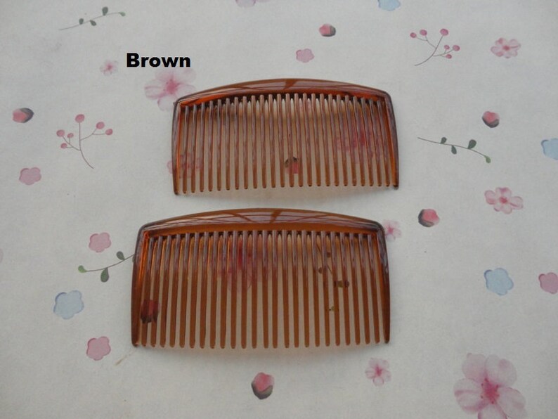 6/20/50 pcs 26 teeth plastic hair comb headband blank , resin hair head band barrette clip hairband accessory black brown clear color AH0038 Brown