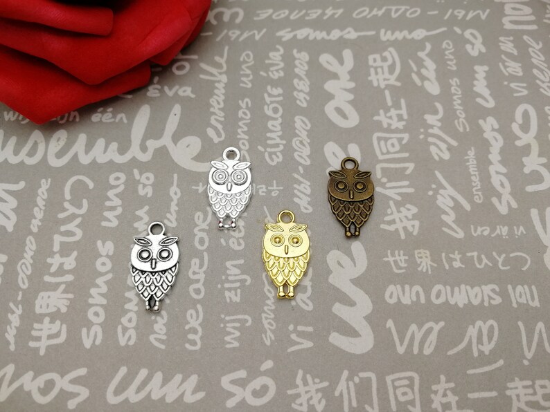 handmade jewelry making DIY finding earring necklace drop antique bronze silver gold color AM145 20pcs 18x9mm metal owl bird pendant charm