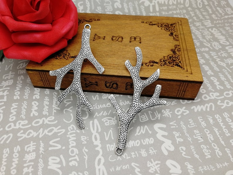 Am247 50pcs Antique Silver Color 70x35mm Metal Buck Deer Antler Pendant Charm Handmade Jewelry Making Diy Finding Earring Necklace Drop Nail Art Nail Art Accessories Kientructhanhdat Com