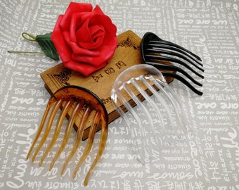 7 Zähne Kunststoff Haarkamm Rohling , resin Haar Kopfband Haarspange Clip Haarband Schmuck DIY schwarz braun klar Farbe AH0043