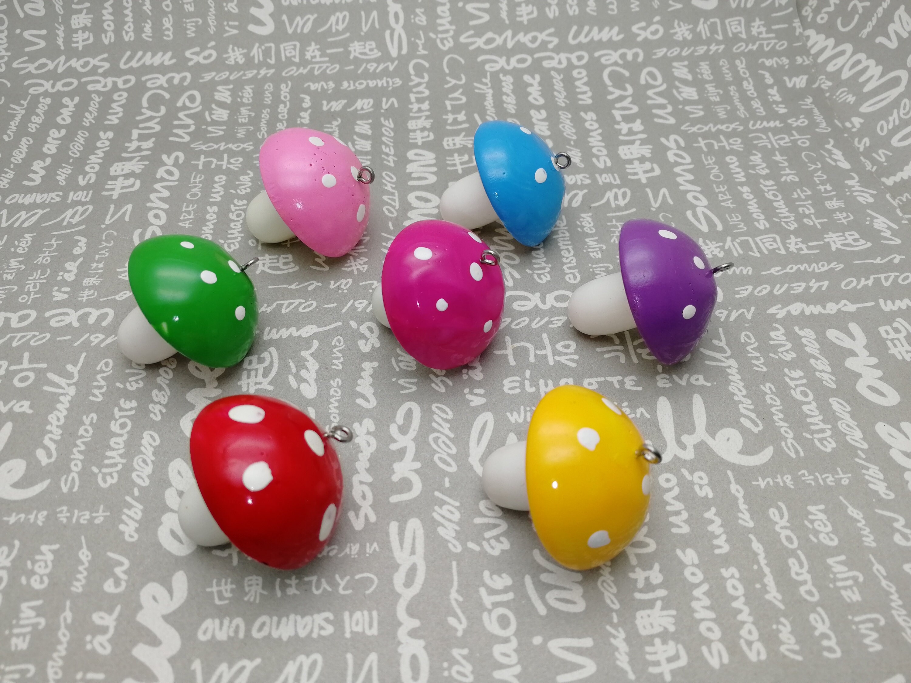 6 / 20 Pieces Plastic Mushroom Toadstool Pendant Charm - Etsy