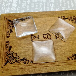 25mm width square shape clear glass cabochon charm , flat back perfectly smooth edge dome transparent cameo cover pendant DIY finding AG0018