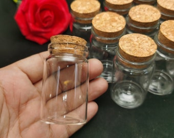 4/20 pieces 60x37 mm clear glass bottle with cork , 40 ml liquid hold transparent glass jar vial wedding party wish bottle food safe AB0142