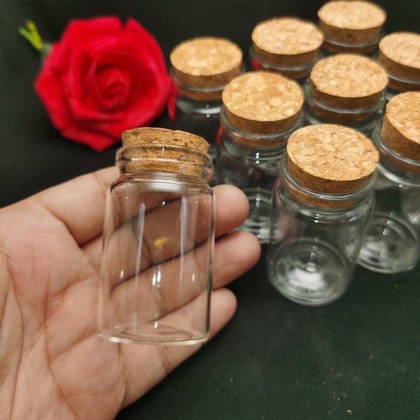 4/20 pieces 60x37 mm clear glass bottle with cork , 40 ml liquid hold transparent glass jar vial wedding party wish bottle food safe AB0142