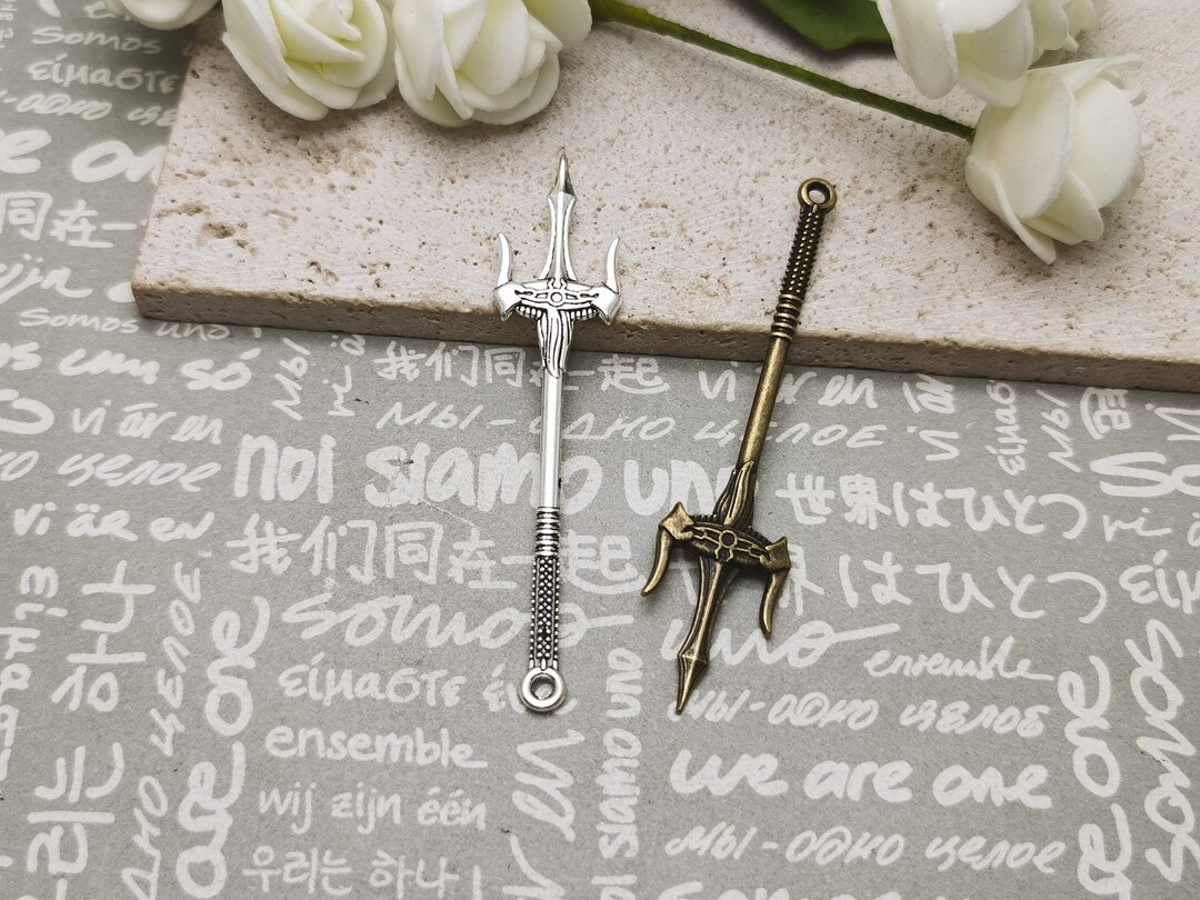 6/20 Pieces Metal Trident Spear Sword Dagger Katana Knife Pendant ...