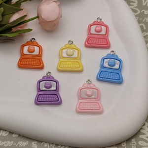 6/20 pieces plastic laptop notebook computer PC pendant charm , resin handmade jewelry finding necklace earring decoration accessory AP0760