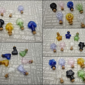 7 pieces mix color small mini glass bottle with cork , glass jar vial wedding party wish bottle pendant charm , 5 shapes option , AB0024