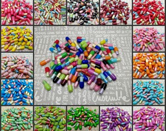 18 colors wish message pill capsule charm with blank paper note inside , 30/100/500 pieces happy secret love pill bead DIY finding , AP0054