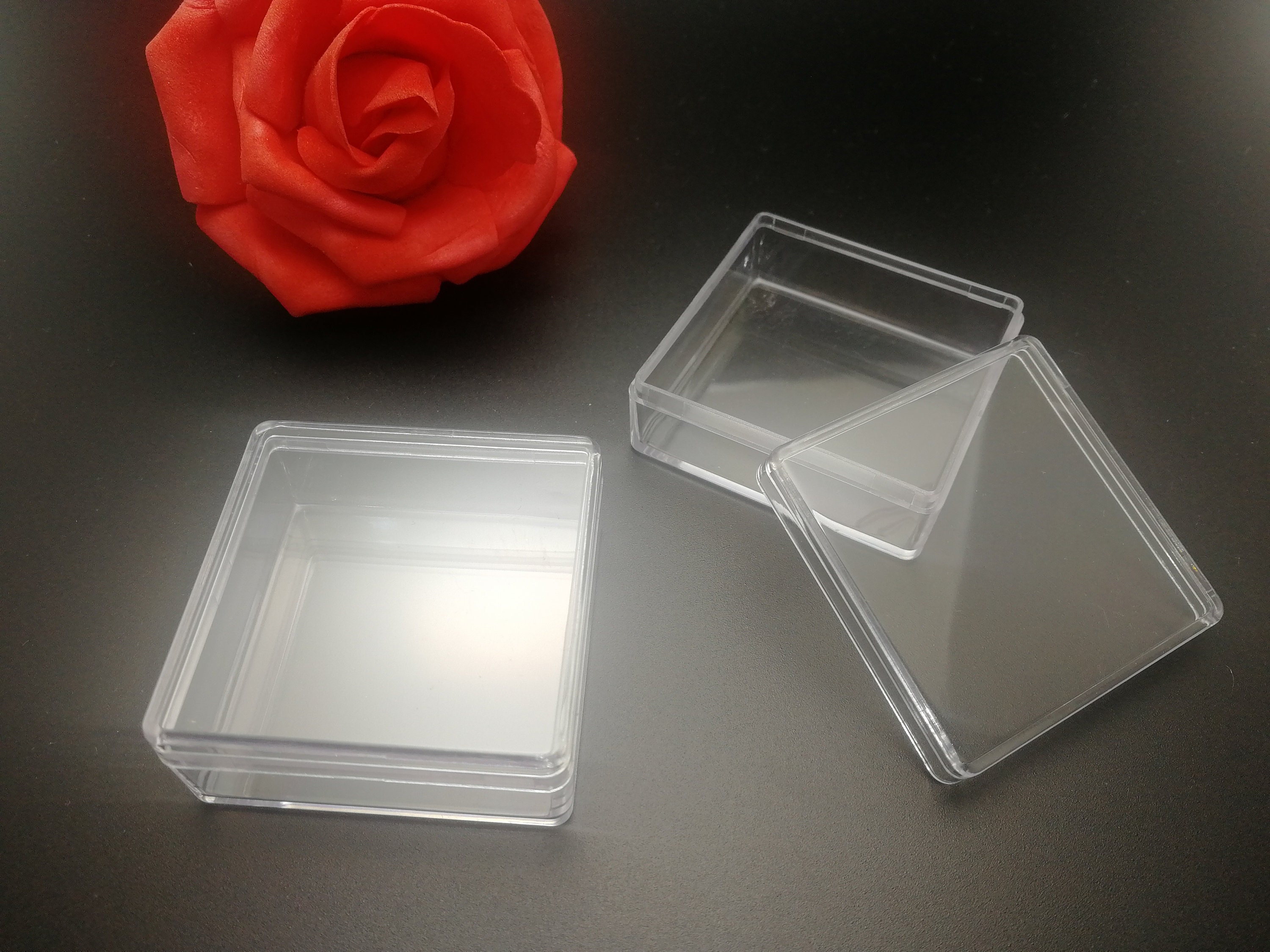 2 by 2 Inch Square Clear Acrylic Bead/gem Storage Boxes 12 QTY 