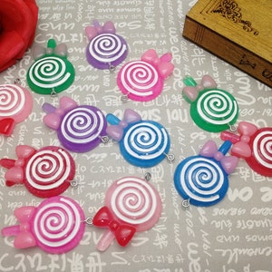 6/20 pieces plastic lollipop candy pendant charm , resin handmade jewelry making DIY finding necklace earring decoration accessory , AP0197