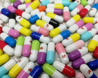 mix color heart wing wish message pill capsule charm with blank paper note inside , 30/100/500 pieces secret love pill bead finding , AP0087