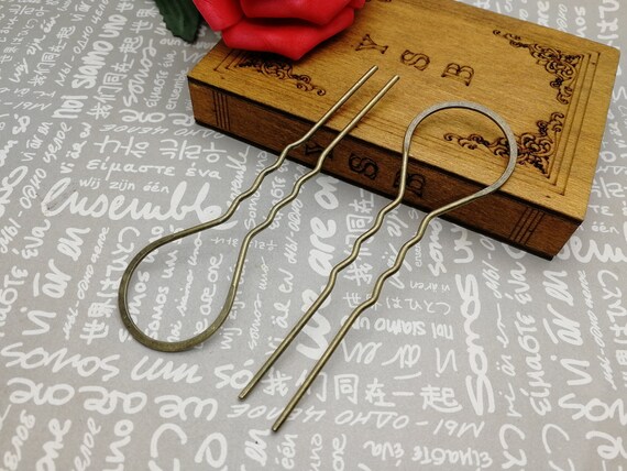gold and dark silver colors option 50pcs 102x30mm metal U shape hair fork pin hairpin hair stick pick band headband clip accessory ZH50