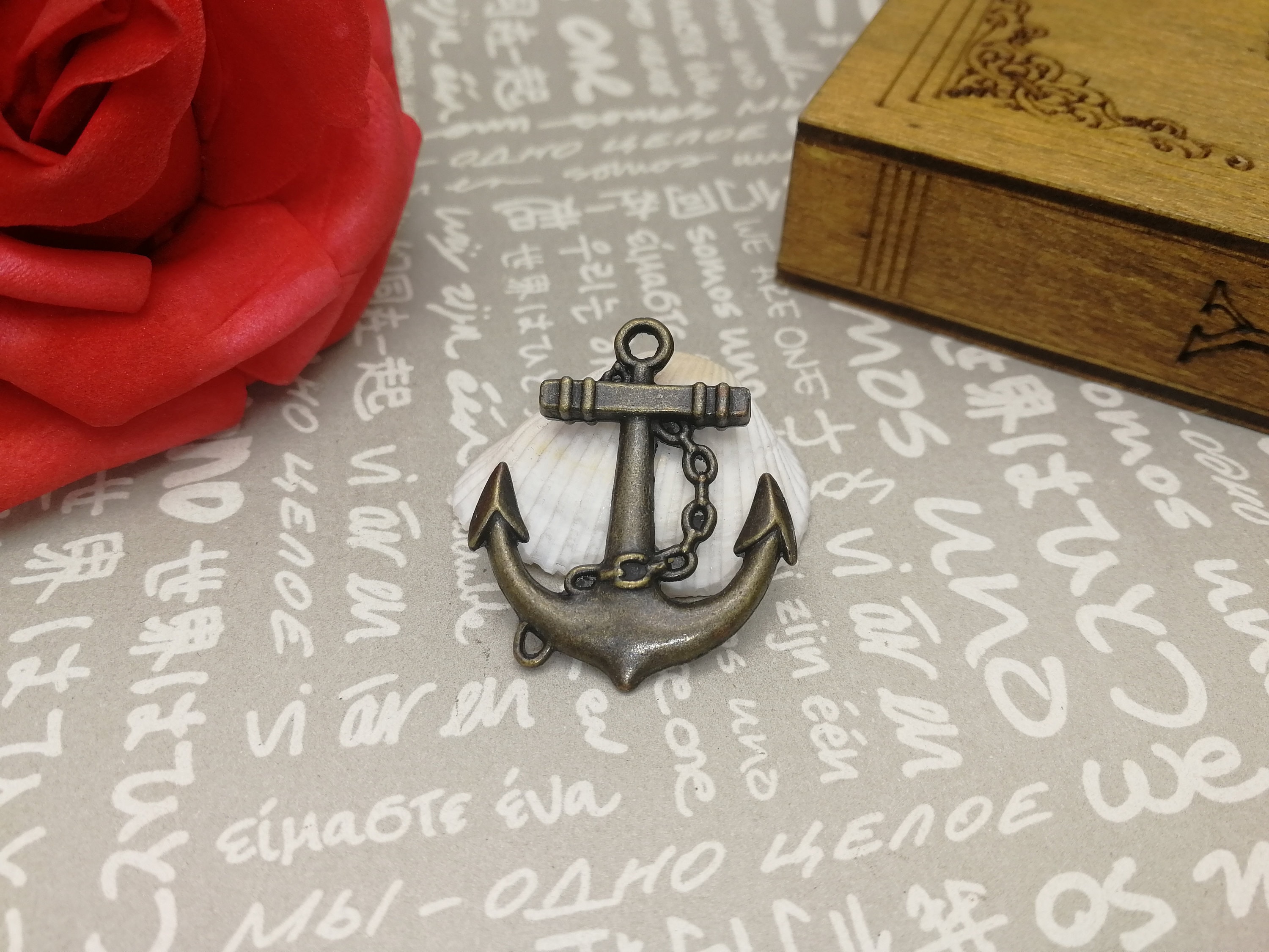8pcs/lot Antique Bronze 31x27mm Alloy Anchor Shaped Charms Pendants Crafts 20446 