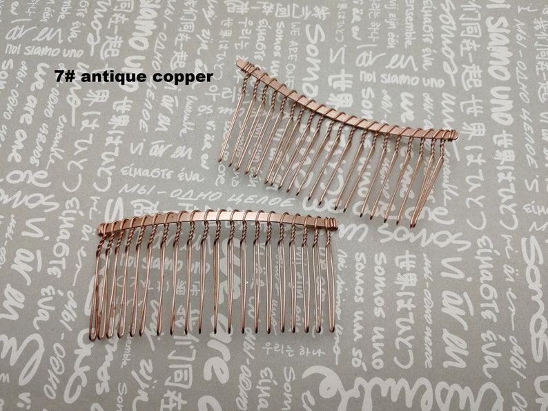 6/20/50 pieces 20 teeth metal hair wire comb headband blank , hair head band barrette clip accessory hairband wedding jewelry finding AH0023 7# antique copper