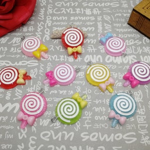 6/20 pieces plastic lollipop candy pendant charm , resin handmade jewelry making DIY finding necklace earring decoration accessory , AP0256