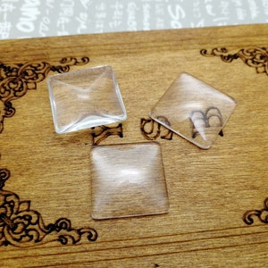 20mm width square shape clear glass cabochon charm , flat back perfectly smooth edge dome transparent cameo cover pendant DIY finding AG0019