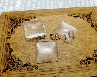 10/50 piece 20mm width square shape clear glass cabochon , flat back perfectly smooth edge dome transparent cameo cover pendant charm AG0019