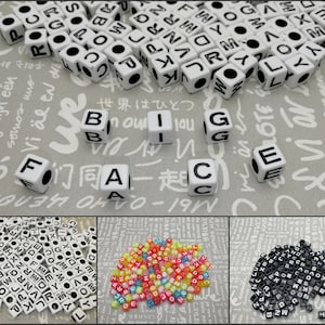 100/1000 pieces 7 mm plastic resin alphabet letter bead , mix color square cube bead charm handmade craft jewelry making DIY finding AP0003