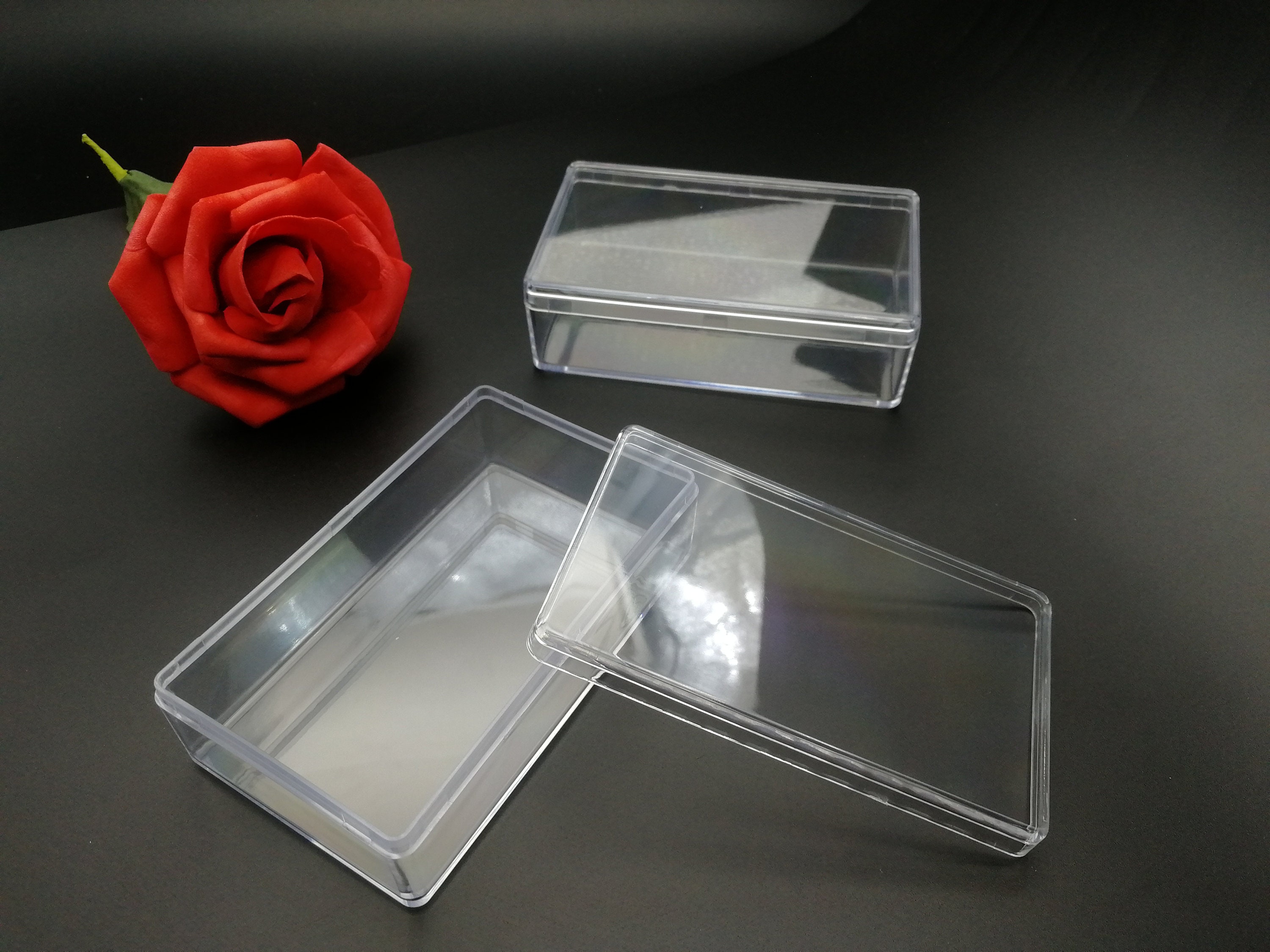 4 Pieces 100x60x30 Mm Rectangle Shape Clear PS Plastic Box , Jewelry ...