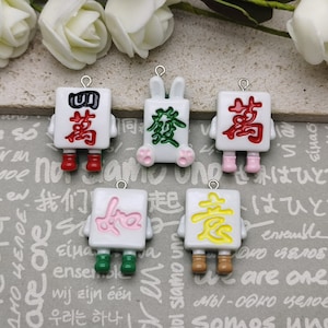 6/20 pieces plastic mahjong pendant charm , resin handmade craft jewelry making DIY finding necklace earring decoration accessory , AP1120