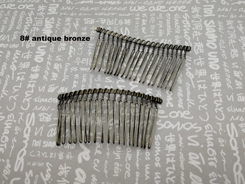 6/20/50 pieces 20 teeth metal hair wire comb headband blank , hair head band barrette clip accessory hairband wedding jewelry finding AH0023 8# antique bronze