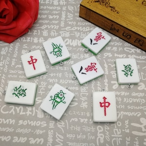 6/20 pieces plastic mahjong pendant charm , resin handmade craft jewelry making DIY finding necklace earring decoration accessory , AP0243