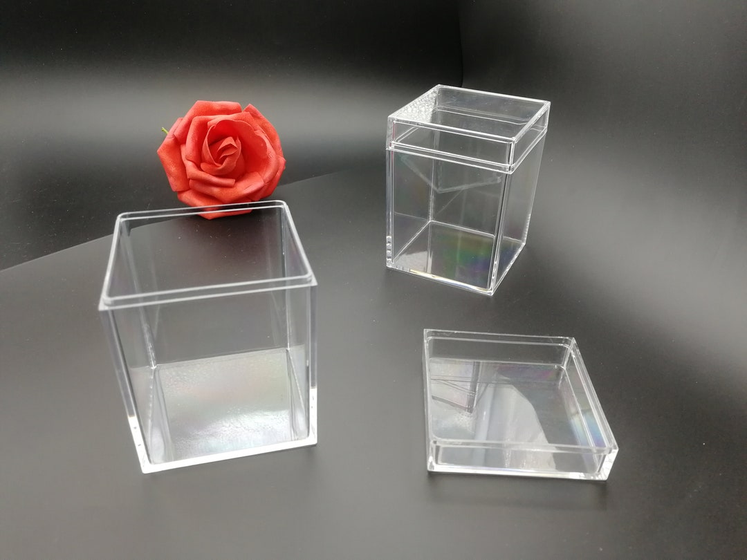 2 Pieces 60x60x80 Mm Square Shape Clear PS Plastic Box , Jewelry Bead ...
