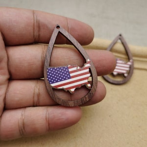6/20/100 Stück Unabhängigkeitstag amerikanische Flagge Karte Teardrop Holz Anhänger, gedruckt bemalten Holz Ausschnitt Ohrring baumeln Tropfen DIY Charme, AW0037