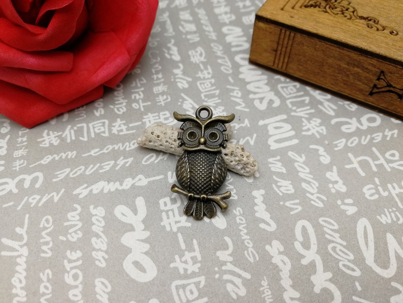 handmade jewelry making DIY finding earring necklace drop antique bronze silver color 10pcs 31x17mm metal owl bird pendant charm AM151
