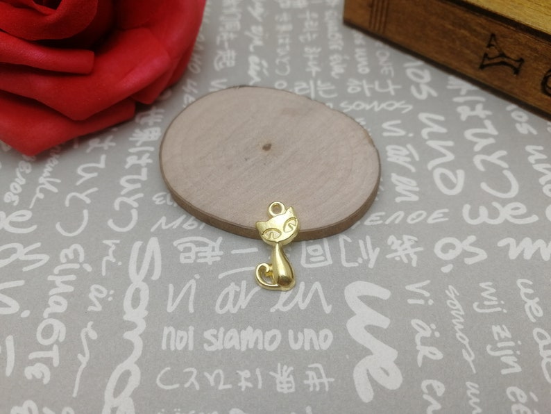 handmade jewelry making DIY finding earring necklace drop antique bronze silver gold color AM72 30pcs 17x10mm metal cat fox pendant charm