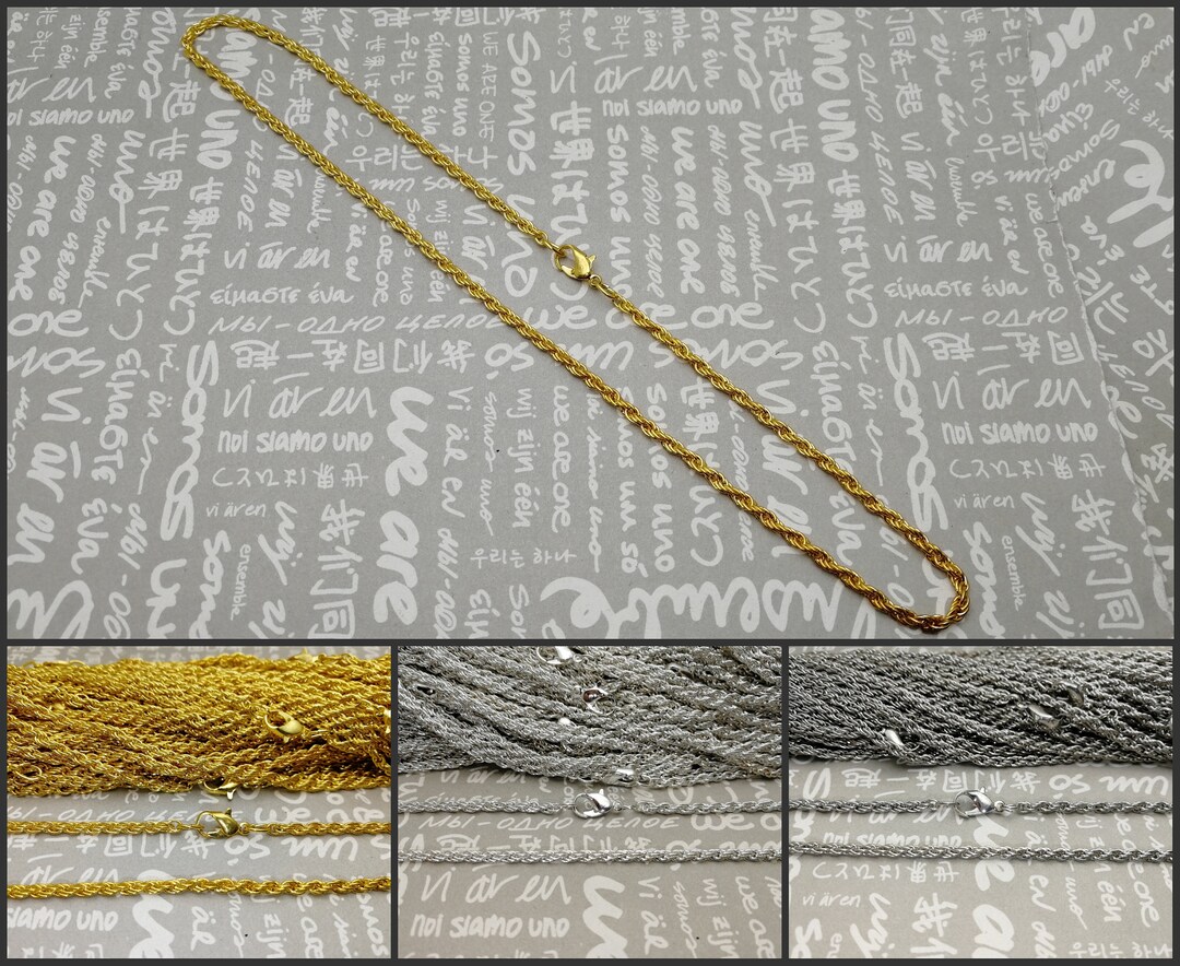 Metal Byzantine Rope Chain Necklace With Lobster Clasp , 3 Mm Diameter ...