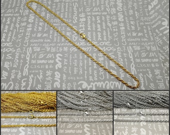 10/50 pieces 3mm diameter 17 inches length metal byzantine rope chain necklace with lobster clasp , gold silver color option , AN0013