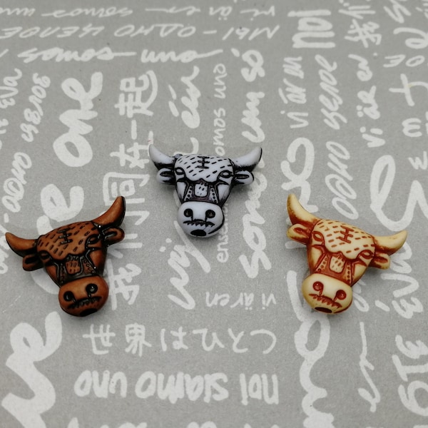 20/100 pieces plastic bull cow ox head bead , retro antique color resin handmade jewelry making DIY finding pendant charm accessory , AP0040
