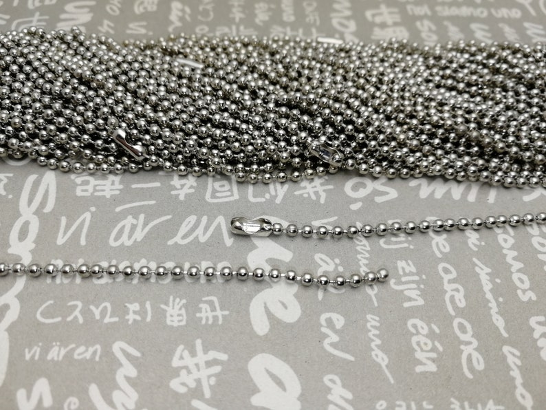 25pcs 2.4mm diameter 24 inches length metal ball bead chain necklace with connector clasp jewelry making DIY finding AN42 5 colors option