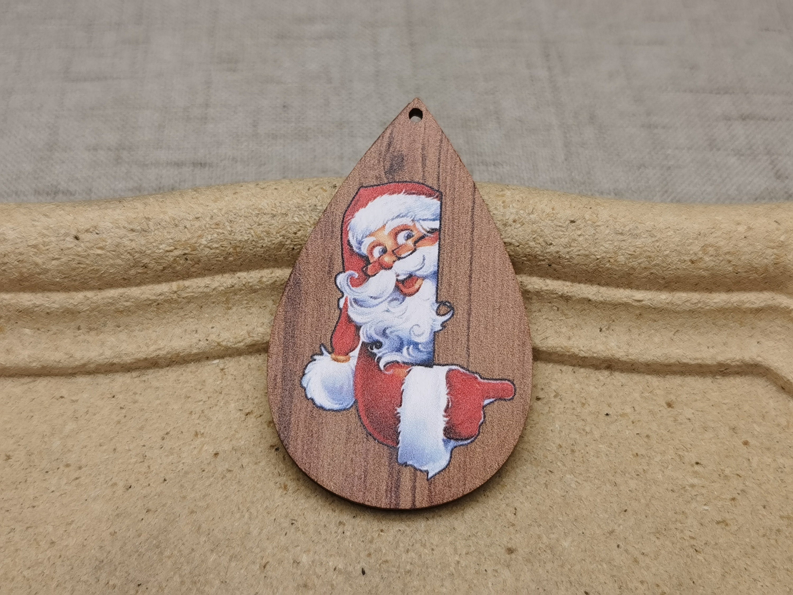 6/20/100 Pcs Father Christmas Santa Claus Teardrop Wooden