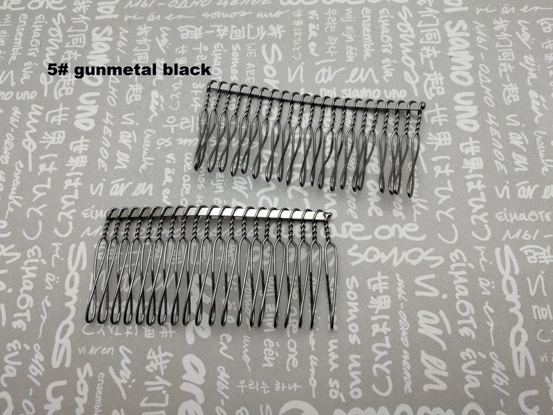 6/20/50 pieces 20 teeth metal hair wire comb headband blank , hair head band barrette clip accessory hairband wedding jewelry finding AH0023 5# gunmetal black