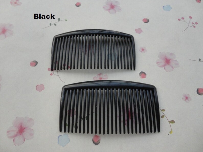 6/20/50 pcs 26 teeth plastic hair comb headband blank , resin hair head band barrette clip hairband accessory black brown clear color AH0038 Black