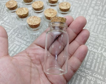 10/50 piezas 60x30 mm botella de vidrio transparente con corcho, 25 ml de retención de líquido frasco de vidrio transparente frasco boda fiesta deseo botella alimentos seguros AB0135