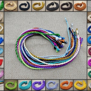 30 pieces handmade twist silk satin necklace string cord with loop knot , 18-20 inches length 3mm diameter width , 27 colors option , AN0002