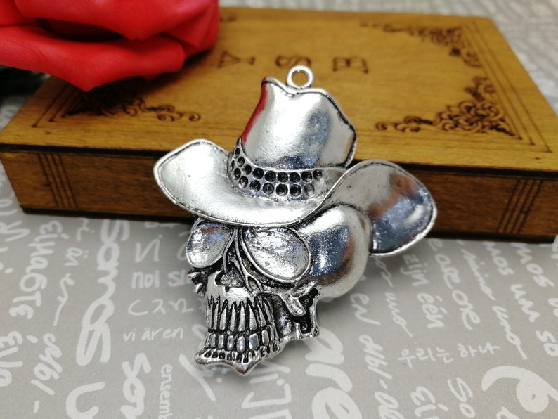 10pcs Antique Silver Color 56x54mm Metal Cowboy Hat Skull Head Pirate Skeleton Pendant Charm Jewelry Diy Finding Earring Necklace Drop Am131 Kids Crafts Paper Party Kids Safarni Org