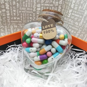 Cápsula de deseos Mensaje de amor en un frasco, Te extraño, pastilla con letras en botella de vidrio, pareja, nota personal, novio, novia, regalo AP0744