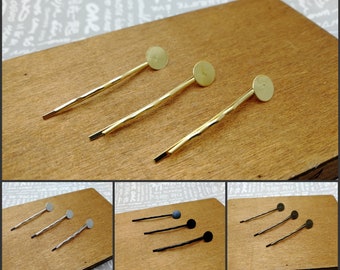 Horquilla de metal con almohadilla de pegamento de 8 mm, diadema, pasador, peine, accesorio de boda, joyería hecha a mano, hallazgo de bricolaje, AH0047