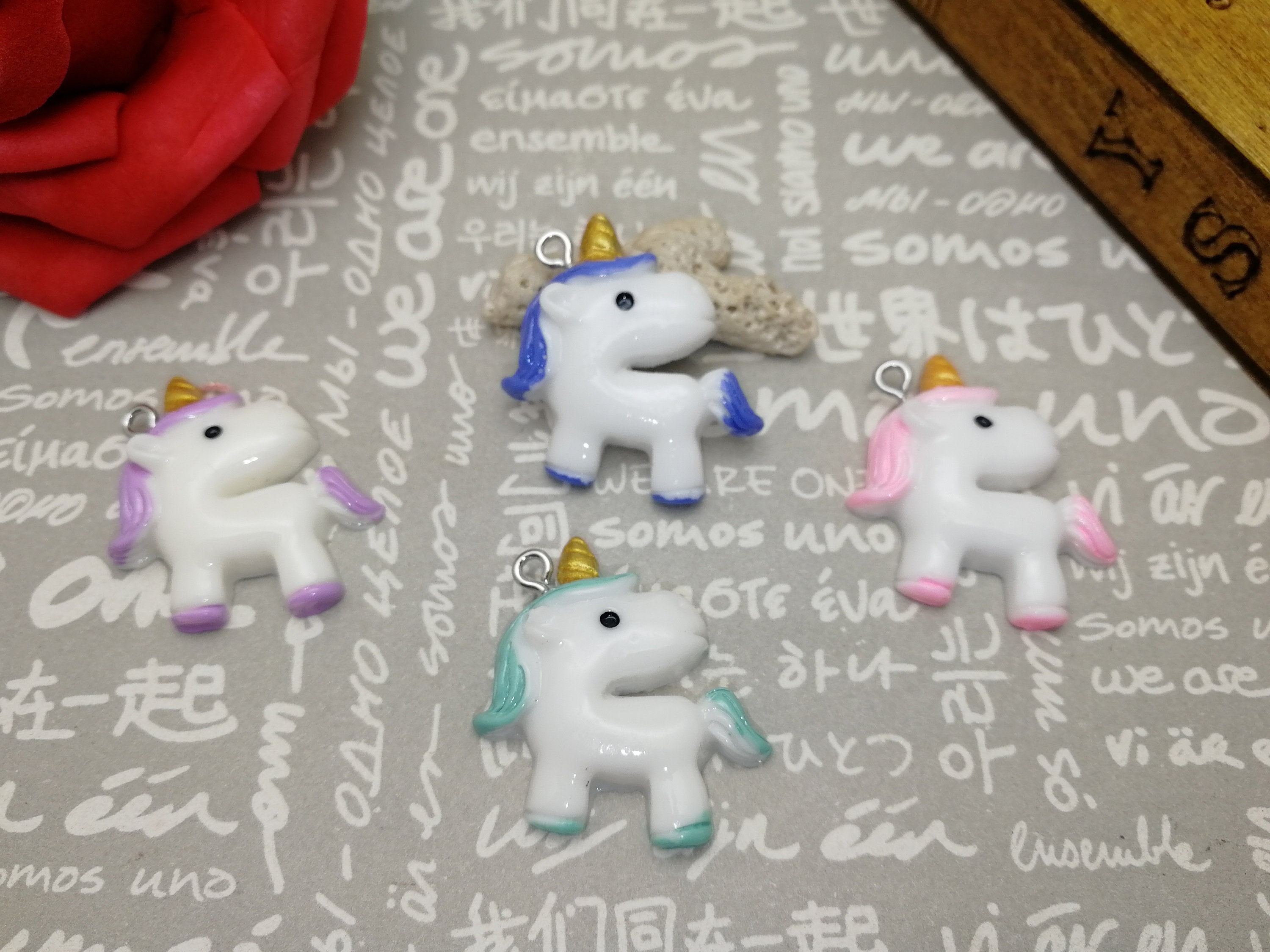 6 / 20 Pieces Plastic Unicorn Horse Pendant Charm Kawaii - Etsy