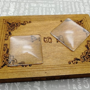 Breloque cabochon en verre transparent de forme carrée de 35 mm de largeur, dos plat, bord parfaitement lisse, dôme transparent camée, pendentif bricolage trouvaille AG0016