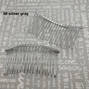 6/20/50 pieces 20 teeth metal hair wire comb headband blank , hair head band barrette clip accessory hairband wedding jewelry finding AH0023 3# silver gray