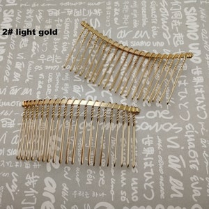 6/20/50 pieces 20 teeth metal hair wire comb headband blank , hair head band barrette clip accessory hairband wedding jewelry finding AH0023 2# light gold