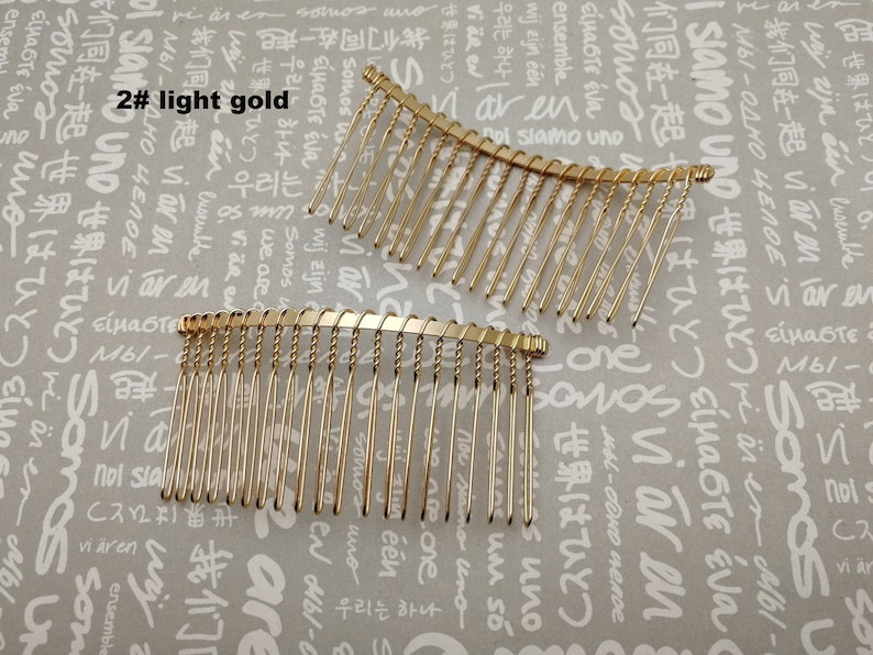 6/20/50 pieces 20 teeth metal hair wire comb headband blank , hair head band barrette clip accessory hairband wedding jewelry finding AH0023 2# light gold