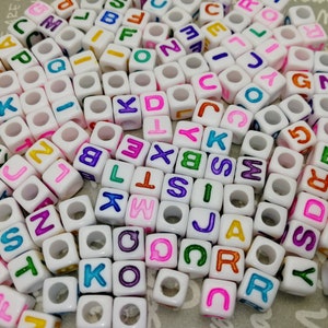 100/1000 pieces 7 mm plastic mix color alphabet letter bead , resin white color square cube bead charm handmade jewelry DIY finding , AP0002