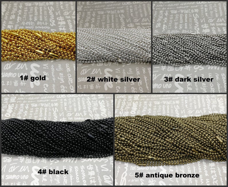 25pcs 2.4mm diameter 24 inches length metal ball bead chain necklace with connector clasp jewelry making DIY finding AN42 5 colors option